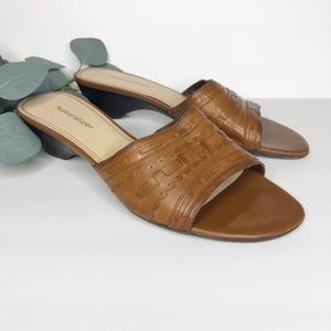 Naturalizer Brown Woven Leather Heel Slide 8.5N